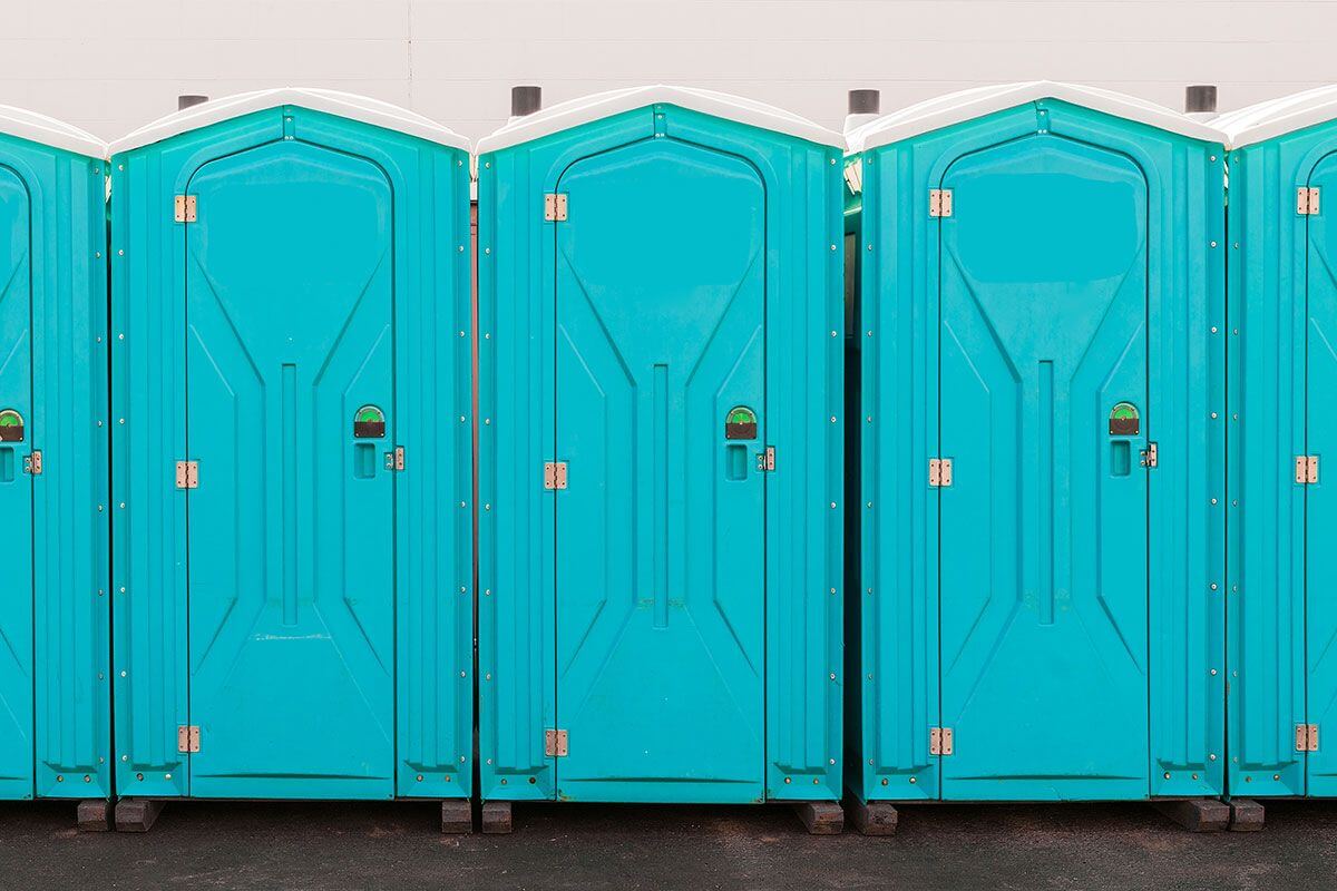 Industrial portable restroom units at a plant in Holland, Michigan