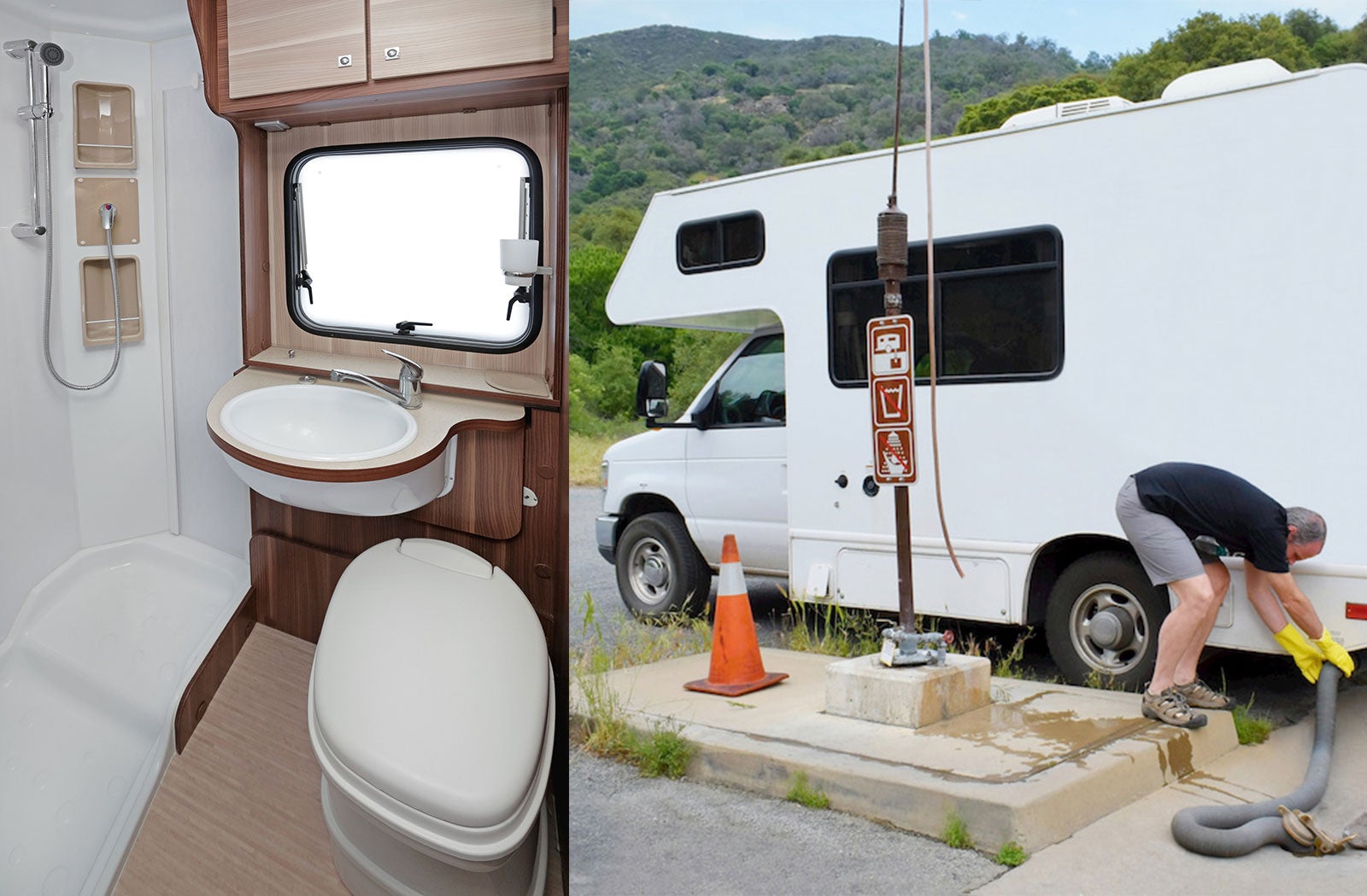 Portable RV/camper toilet and holding tank setup in Holland, Michigan